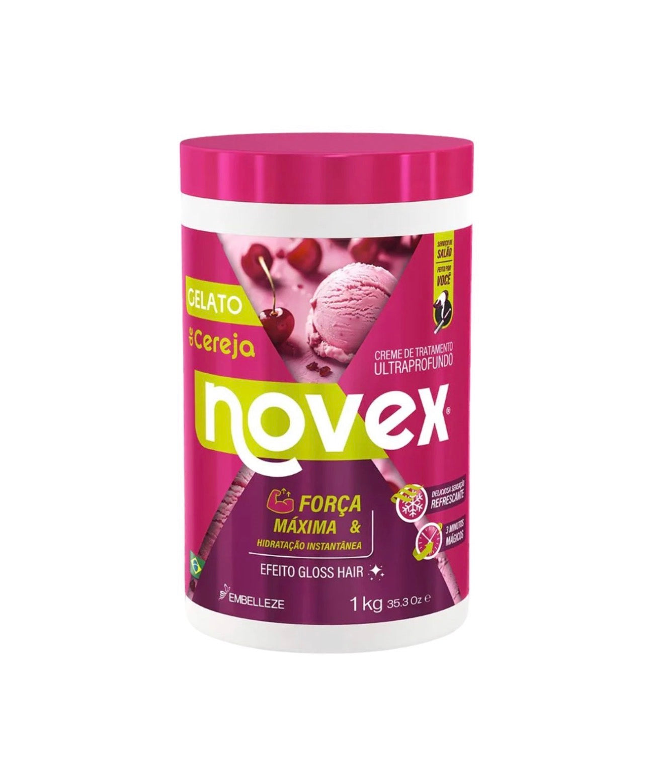 Novex Gelato de Cereja Hair Treatment Mask Hydration & Gloss 1 kg