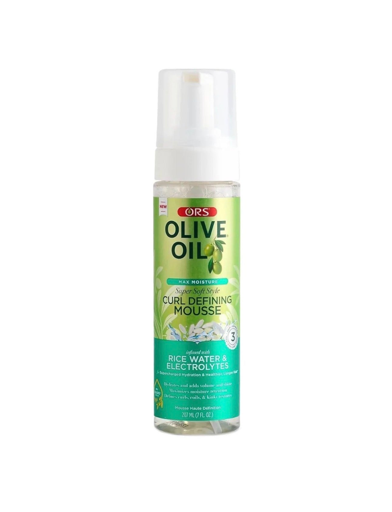 ORS Olive Oil Max Moisture Rice Water & Electrolytes Curl Defining Mousse 207ml