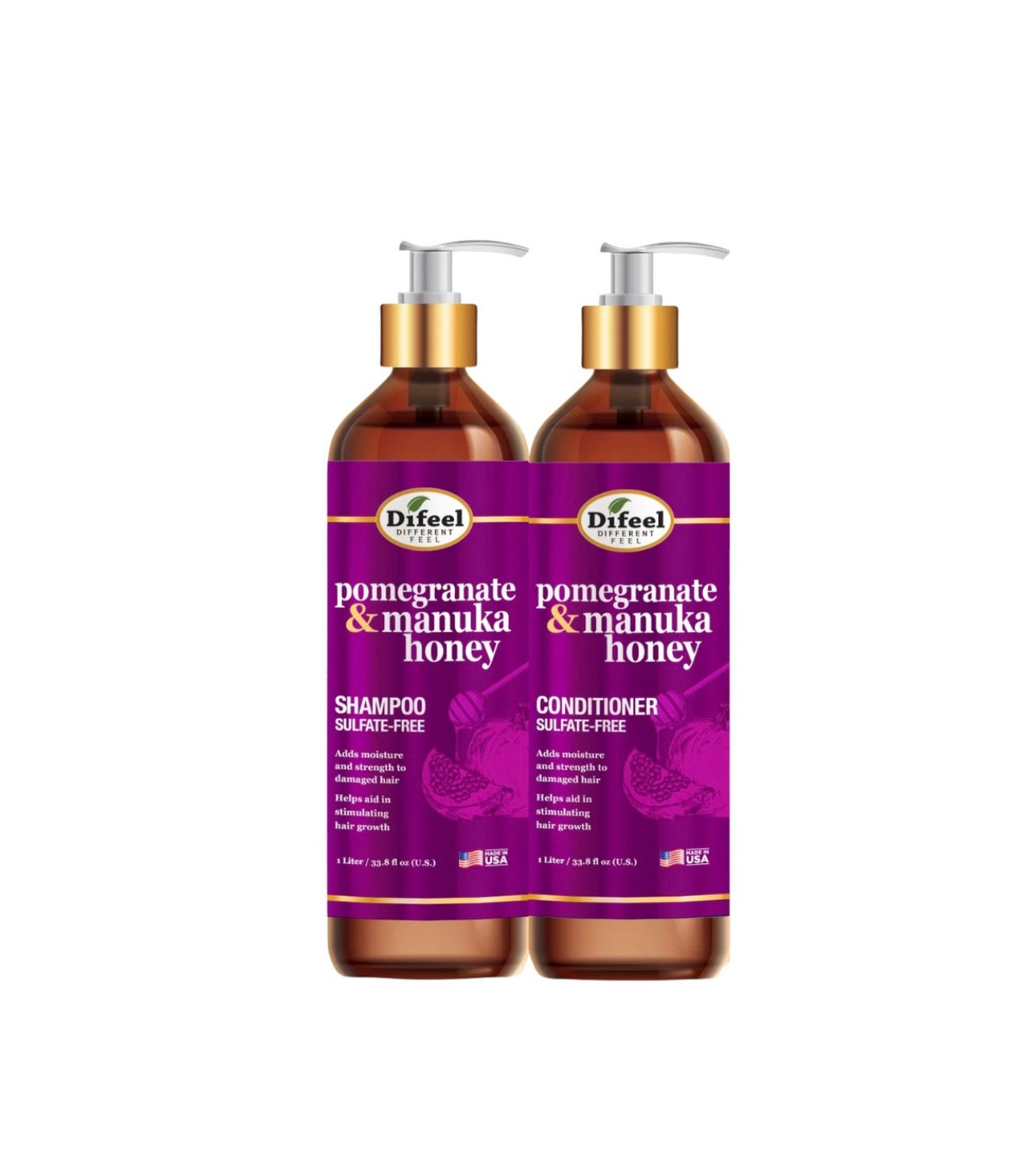 Difeel Pomegranate & Manuka Honey Shampoo & Conditioner Set 354ml+354ml