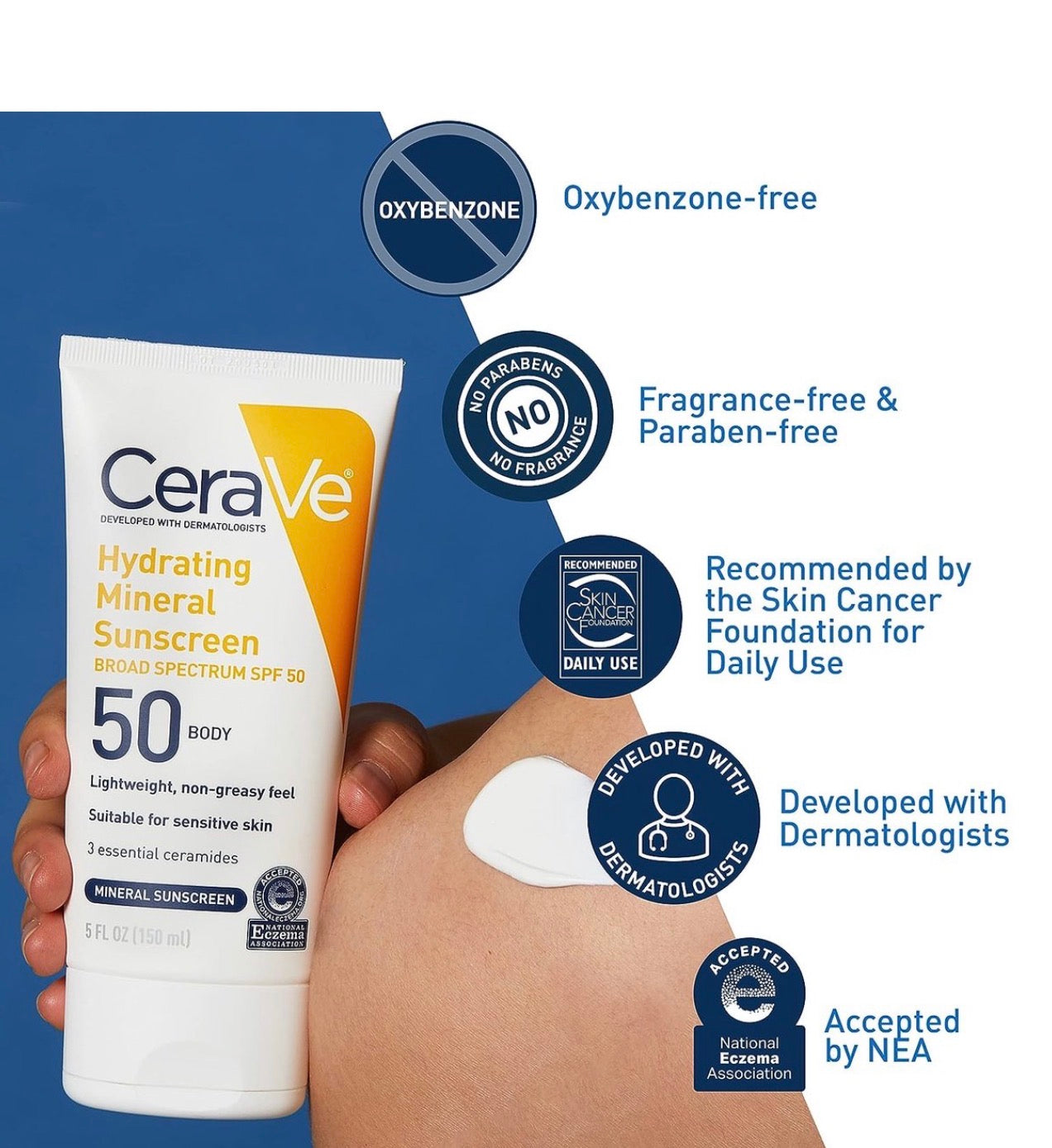 CeraVe Hydrating Mineral Sunscreen Broad Spectrum SPF 50 150 ml