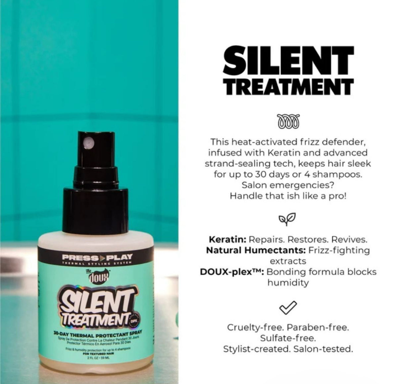 The Doux Press Play Silent Treatment 30 Day Anti-Humidity Treatment 59ml