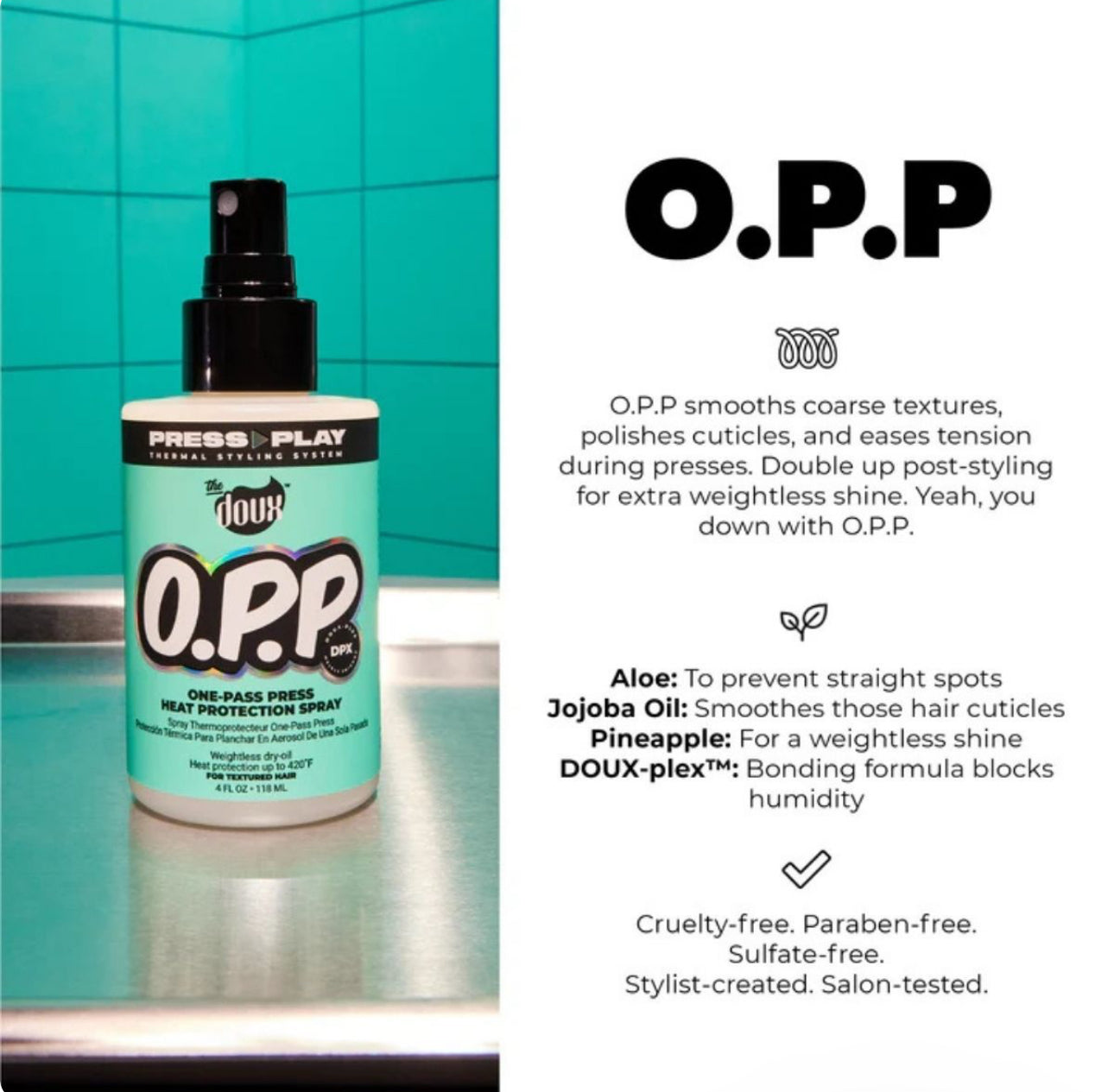 The Doux Press Play O.P.P. One Pass Heat Protectant Spray 118ml
