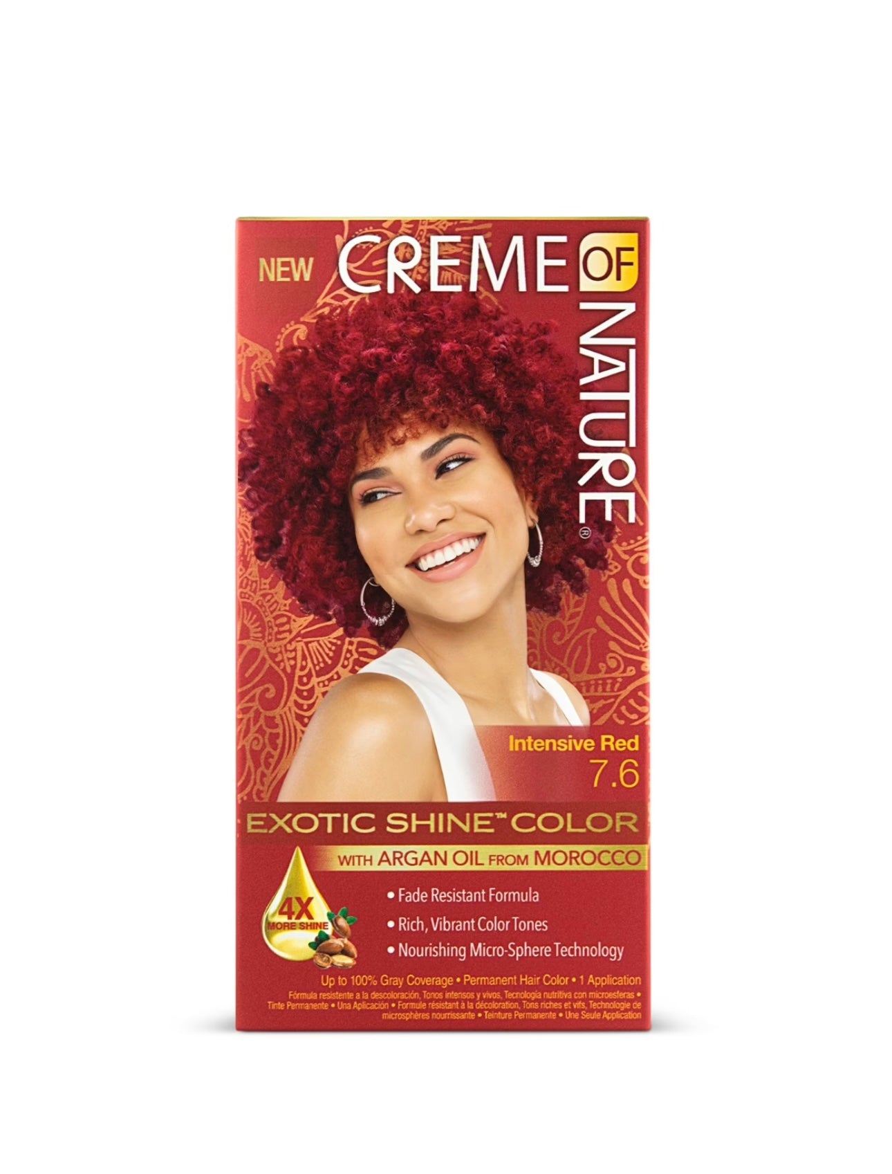 Creme Of Nature Exotic Shine Hair Color With Argan Oil 7.6 Intensive Red