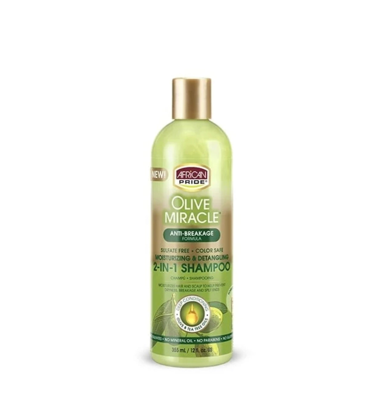 African Pride Olive Miracle 2 in 1 Sulfate Free Shampoo 12 oz