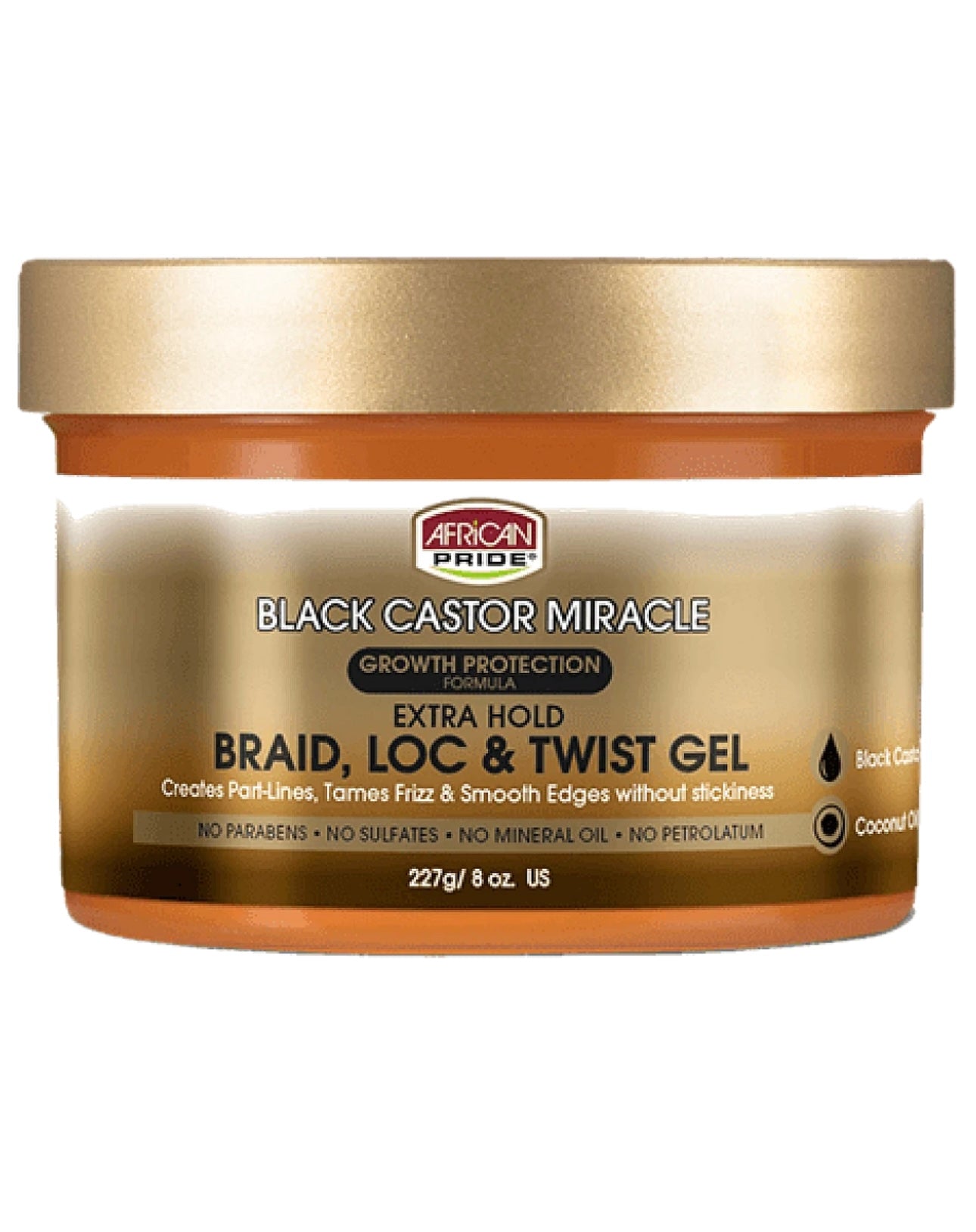 African Pride Black Castor Braid, Loc & Twist Gel 8oz