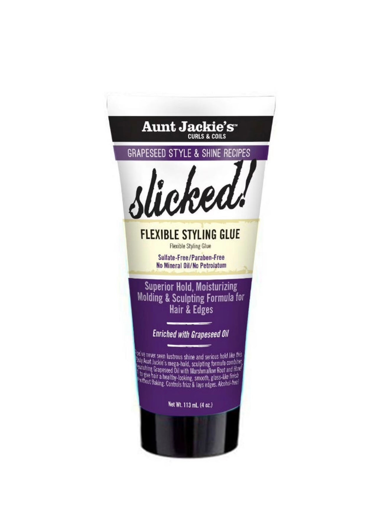 Aunt Jackie's Grapeseed Style & Shine Recipes SLICKED! Flexible Styling Glue 4oz