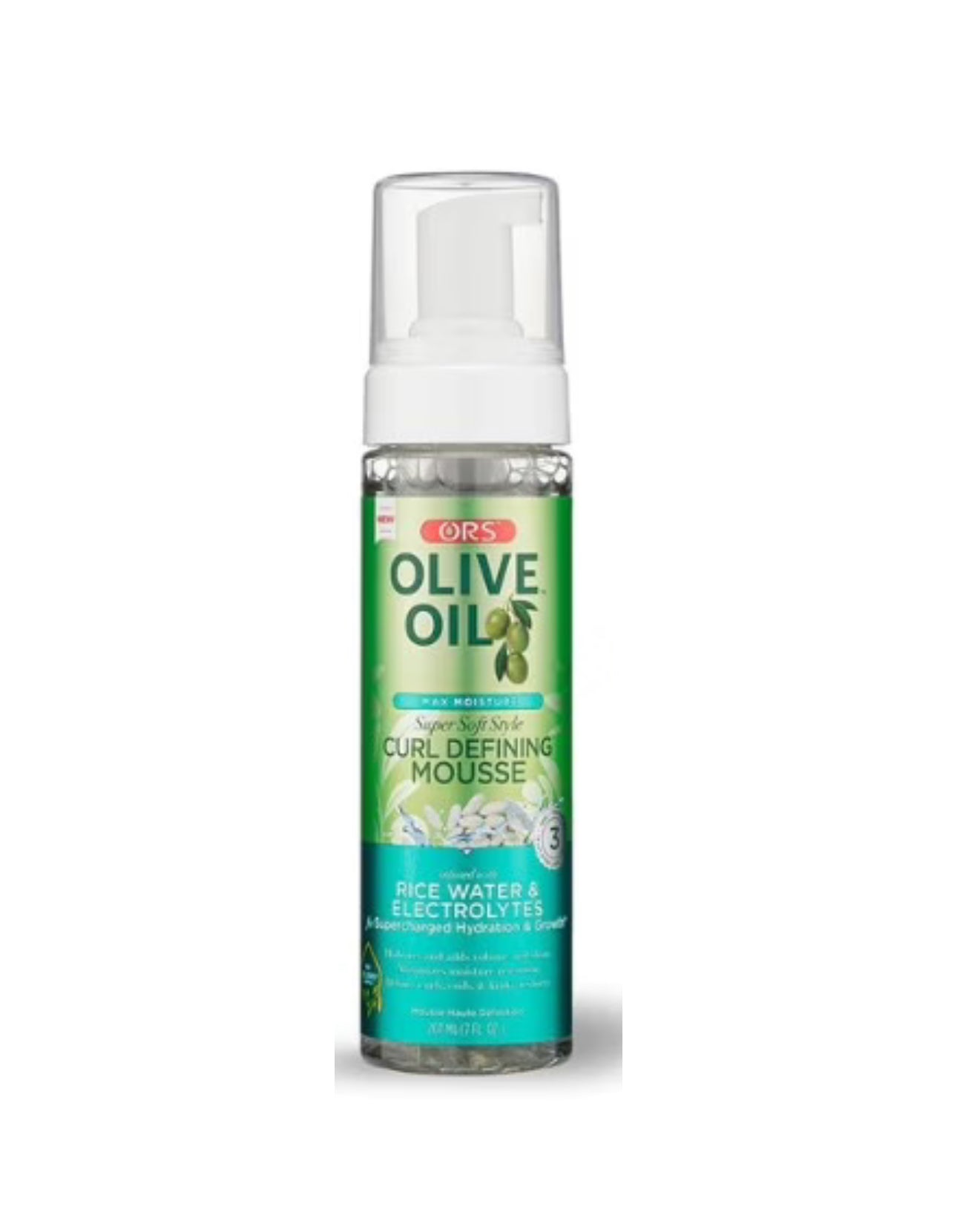 ORS Olive Oil Max Moisture Rice Water & Electrolytes Curl Defining Mousse 207ml