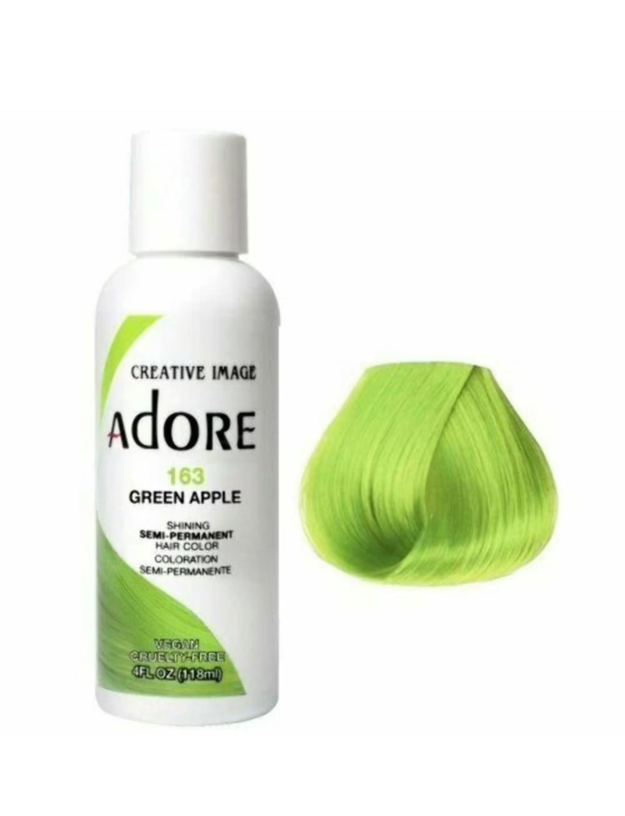 Adore Semi Permanent Hair Color 163 Green Apple 118 Ml