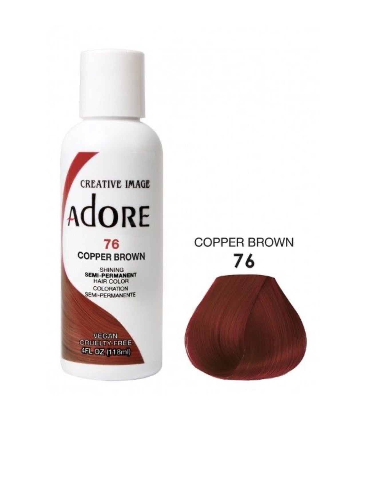 Adore Semi Permanent Hair Color 76 Copper Brown 118ml