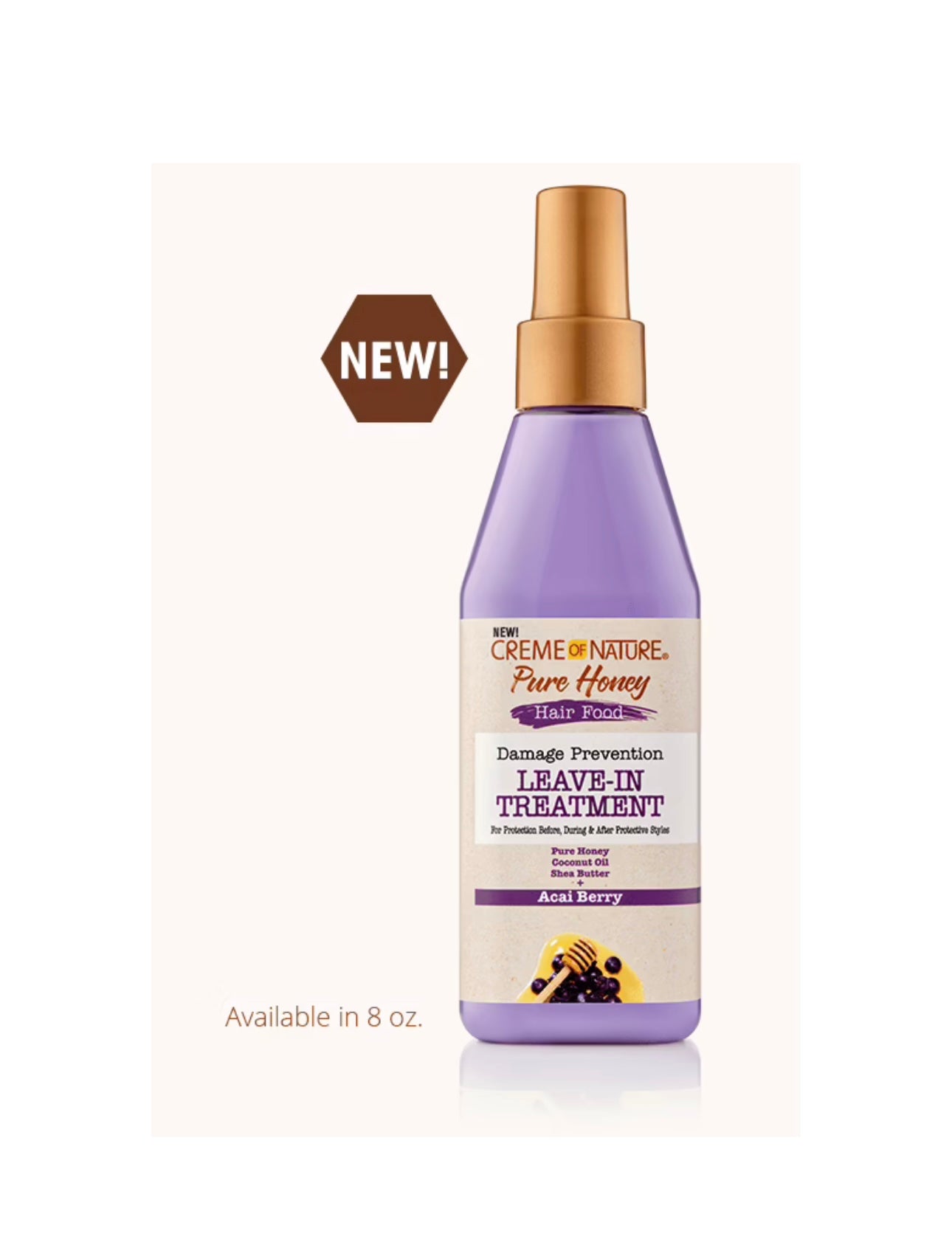 Creme Of Nature Pure Honey Hair Food Acai Leave-In Treatment 8oz