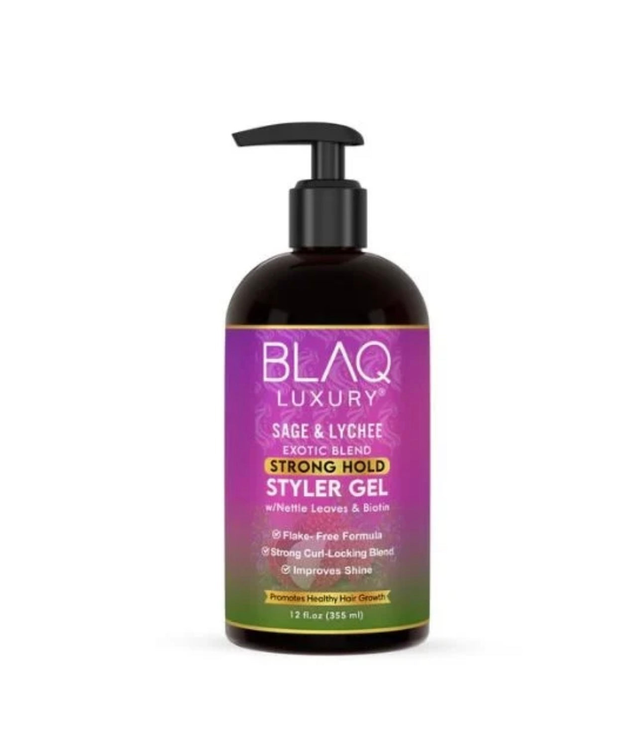 Blaq Luxury Sage & Lychee Strong Hold Styler Gel 355ml