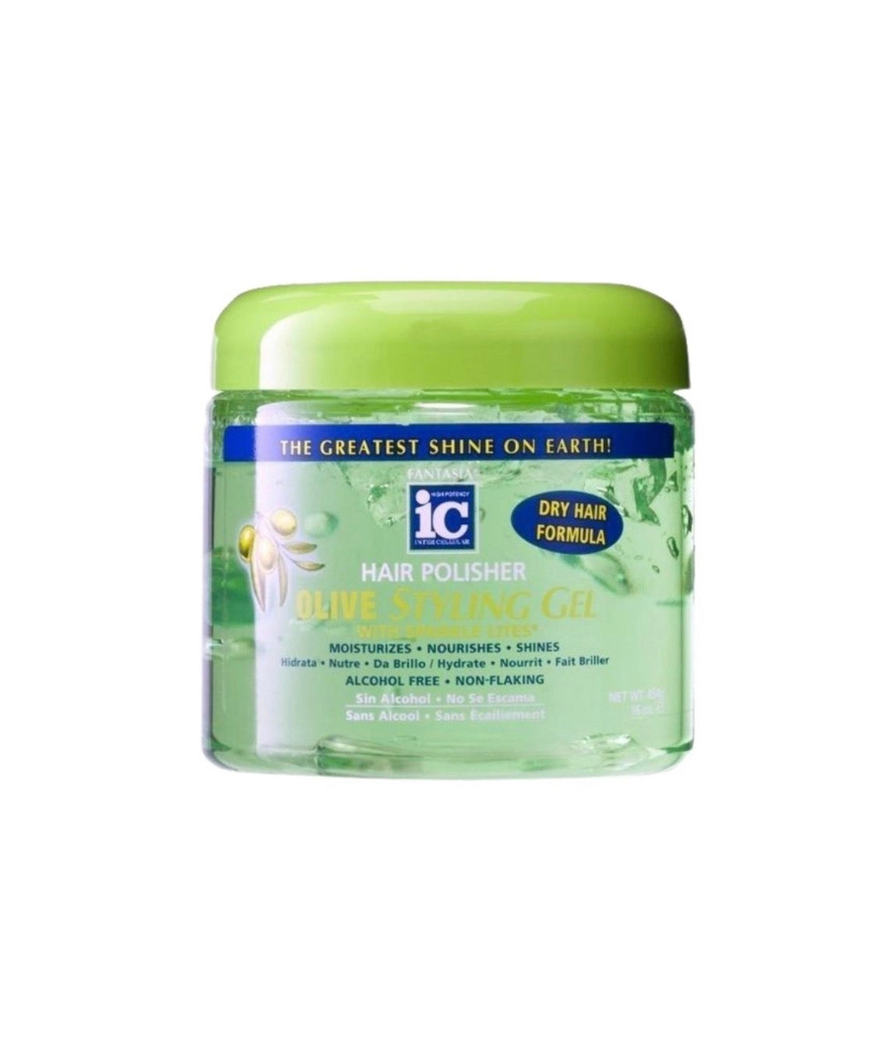 Fantasia IC Hair Polisher Olive Styling Gel With Sparkle Lites 454 Gr