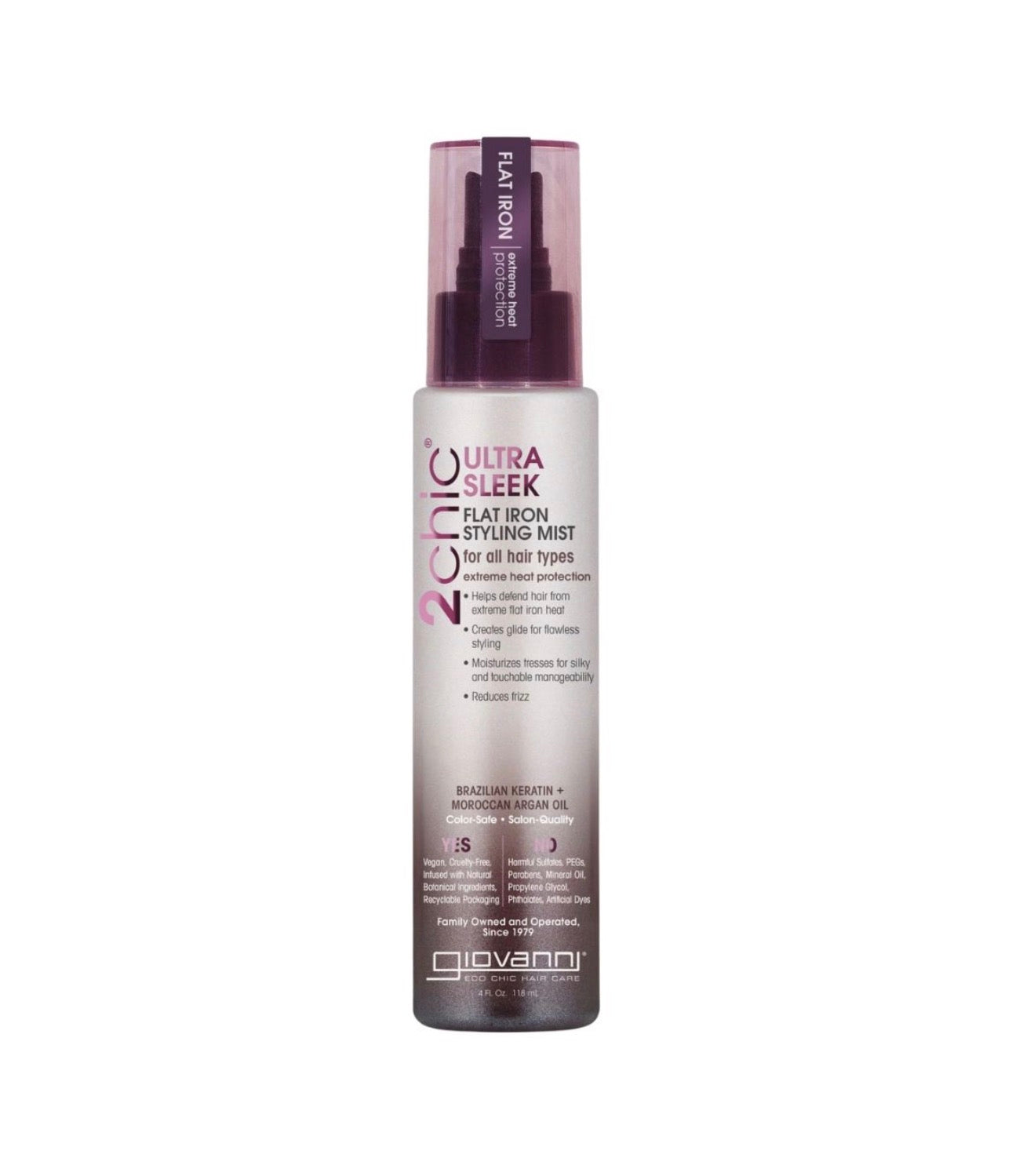 Giovanni 2chic Ultra-Sleek Flat Iron Styling Mist Extreme Heat Protection 118ml