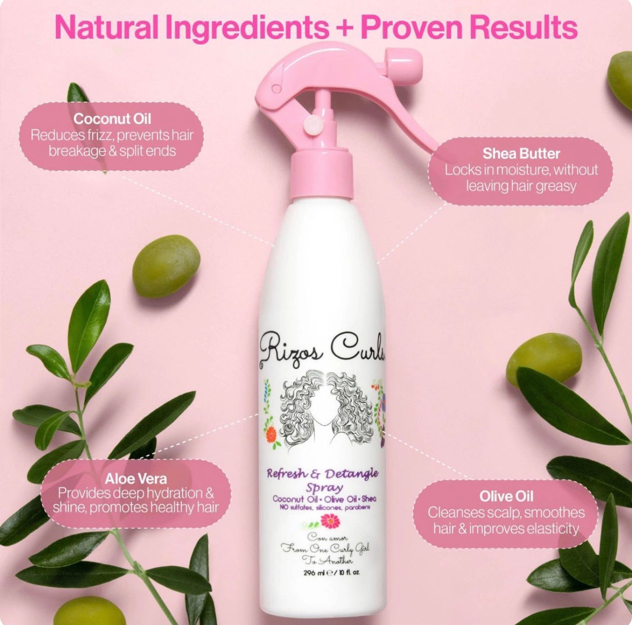 Rizos Curls Refresh & Detangle Spray 296ml