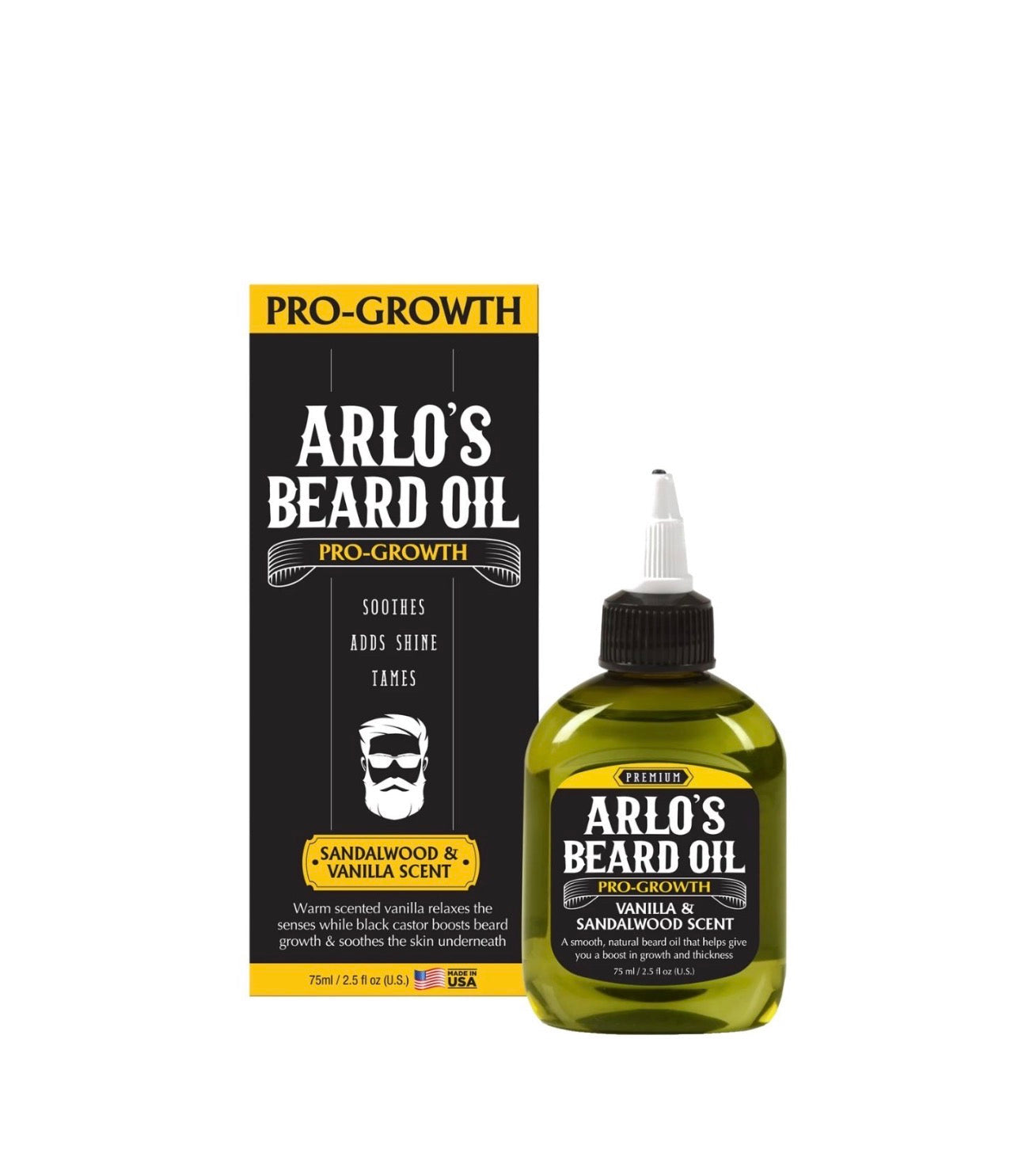 Arlo's Pro-Growth Beard Oil With Sandalwood & Vanilla Scent 75ml