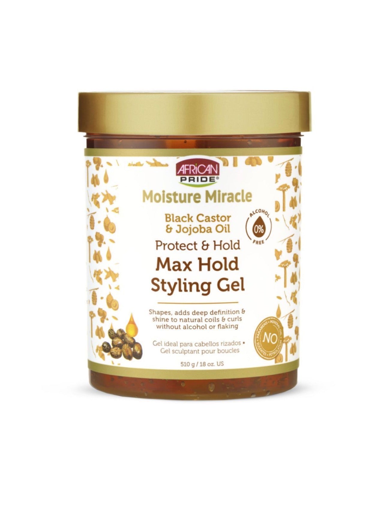 African Pride Moisture Miracle Black Castor & Jojoba Oil Max Hold Styling Gel 510g