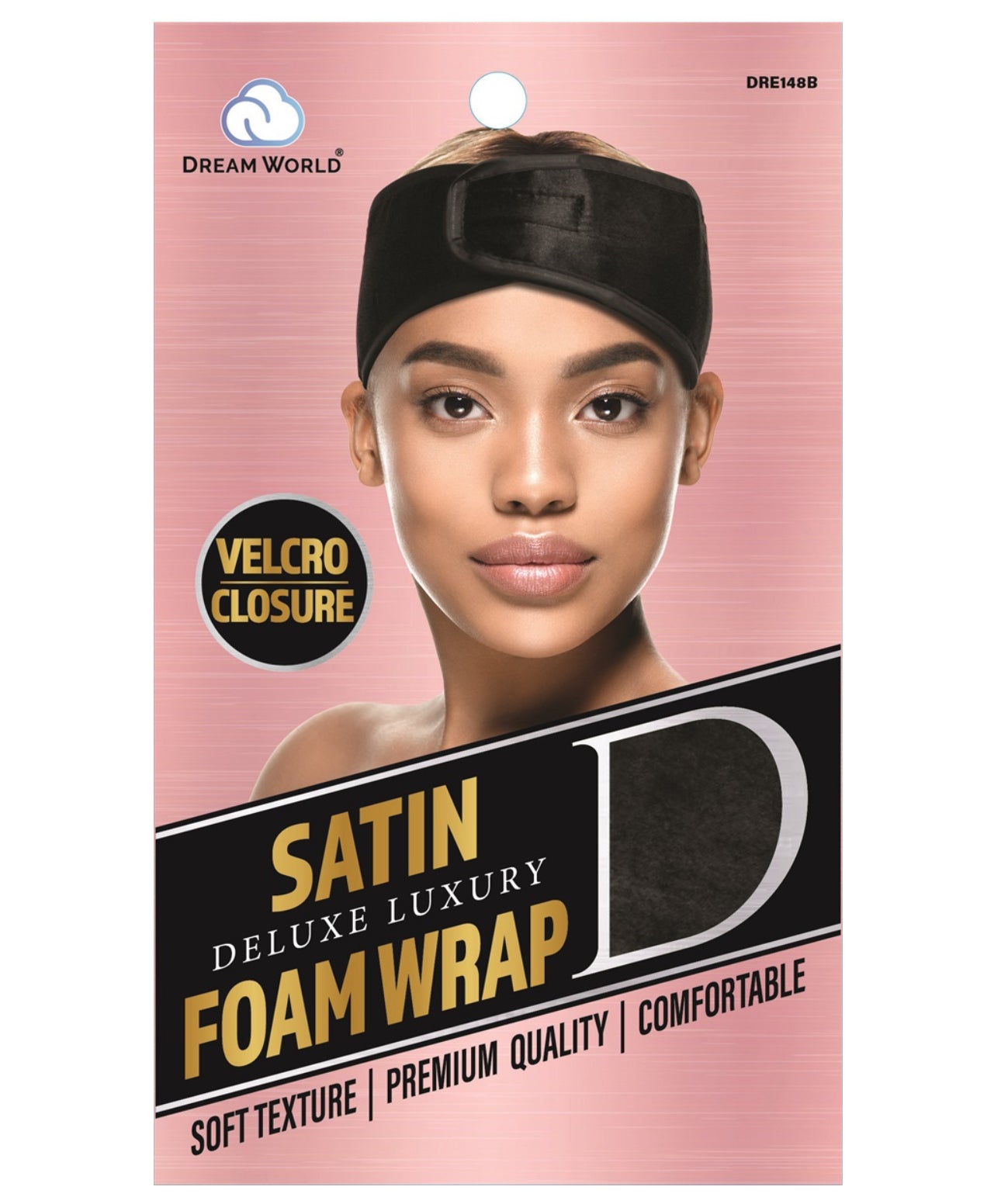 Dream World Foam Wrap Velcro Satin Black DRE148B
