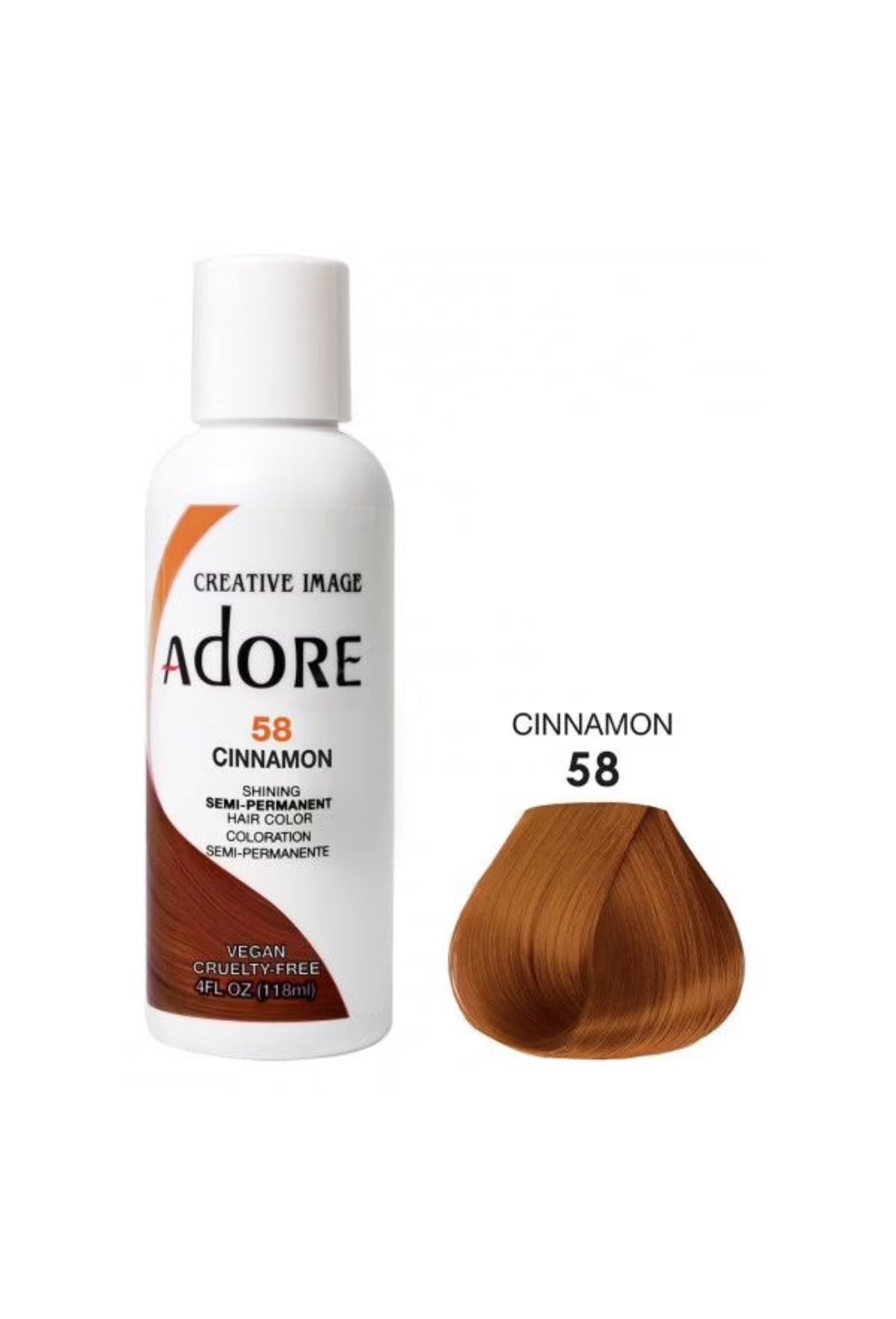 Adore Semi Permanent Hair Color 58 Cinnamon 118 Ml