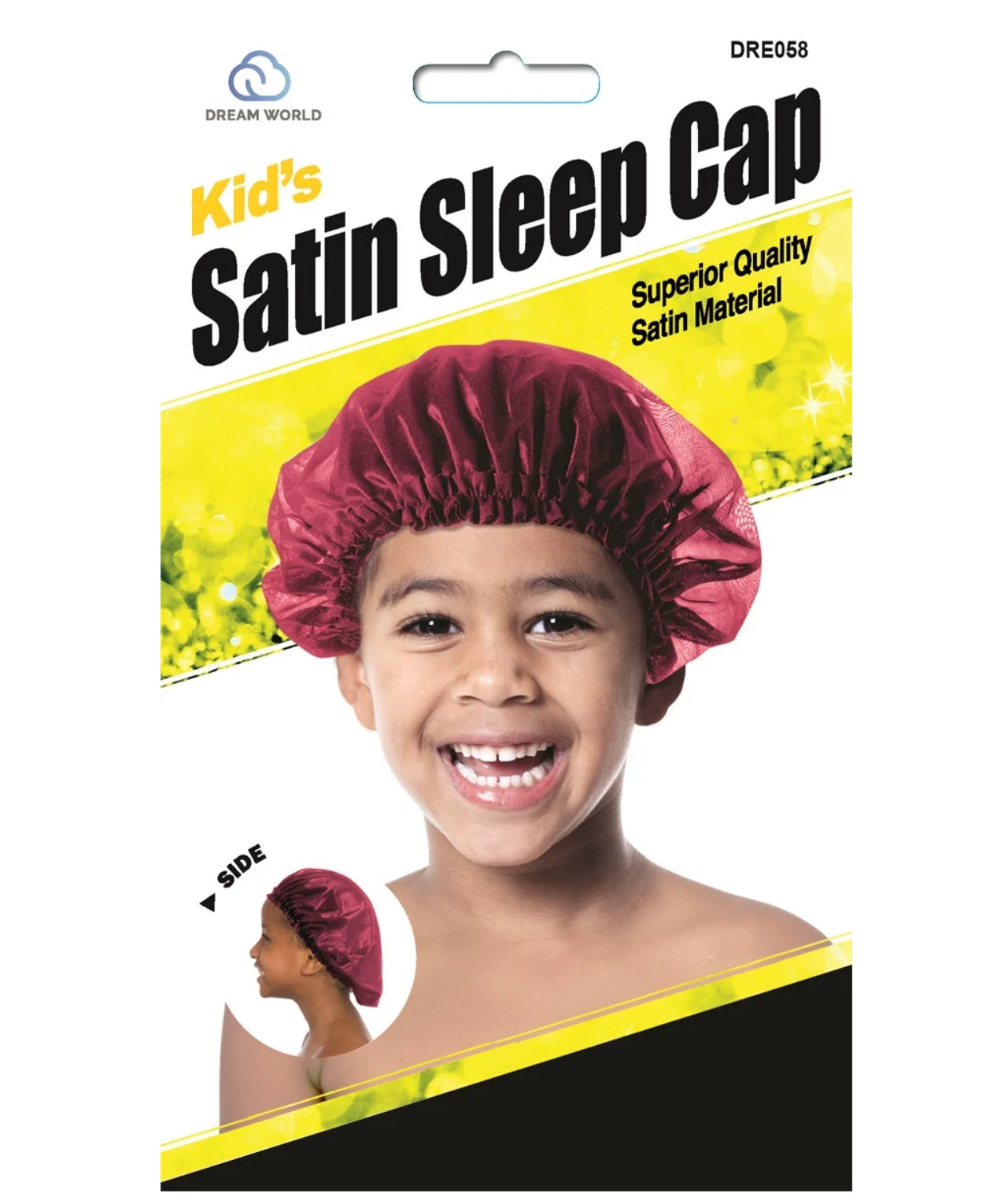 Dream World Kids Satin Sleep Cap Black DRE058