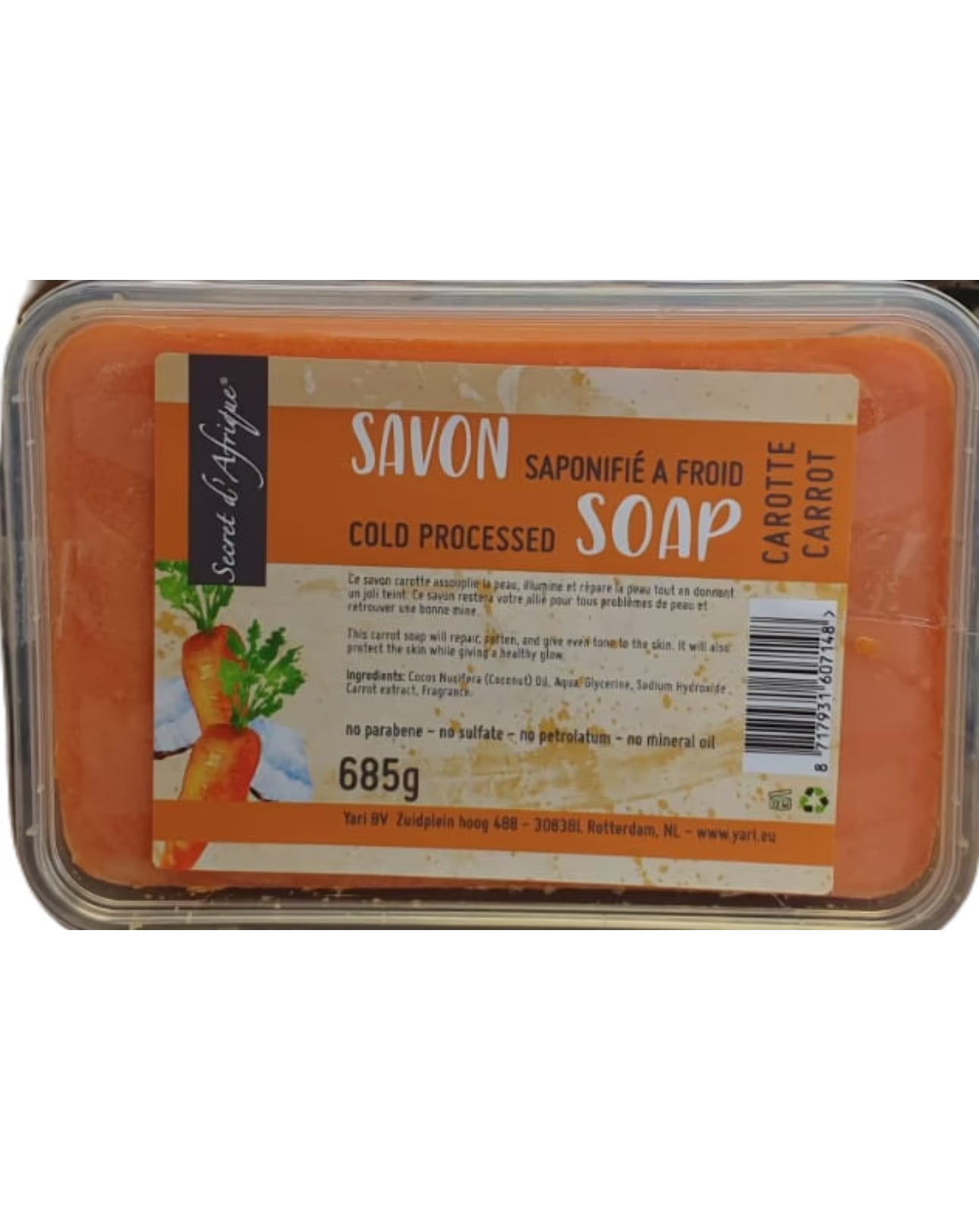 Secret D'Afrique Soap Carotte 685g