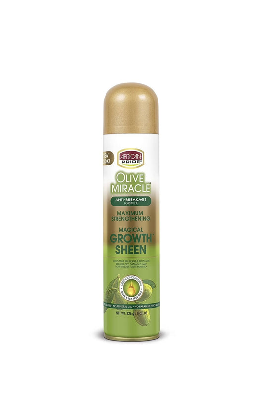 African Pride Olive Miracle Magical Growth Sheen Spray Maximum Strengthening 8oz